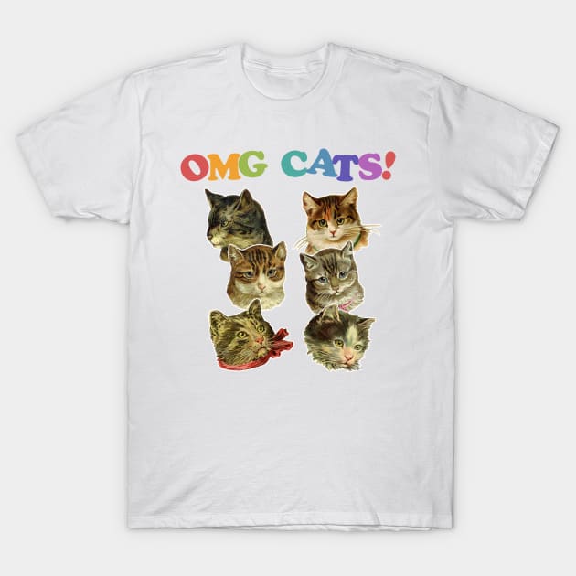 OMG Cats! Cat Lover Retro Design T-Shirt by DankFutura